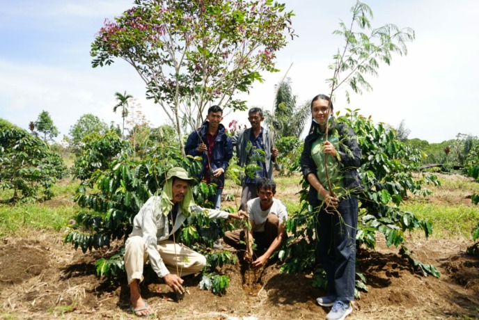 Toba Pulp Lestari (TPL) serah terimakan Bibit Pohon Pelindung Kopi (Lamtoro PG79) sebanyak 350 batang kepada Kelompok Tani Kopi Sihaporas di Desa Sihaporas, Kecamatan Pematang Sidamanik, Kabupaten Simalungun, Kamis (09/06/2022).
