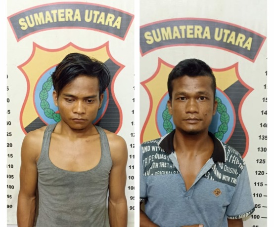Kedua pelaku pencurian besi di Stadion Sangnaualuh.