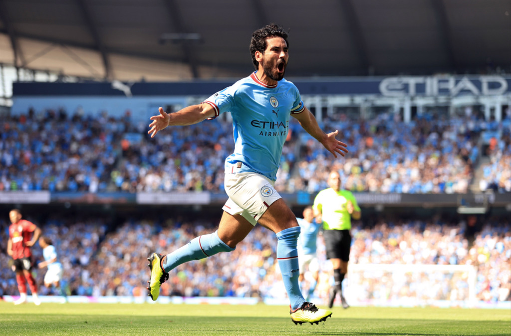 Ilkay Guendogan, pemain Manchester City. Manchester City melanjutkan rentetan kemenangannya usai membungkam Leeds United 2-1.