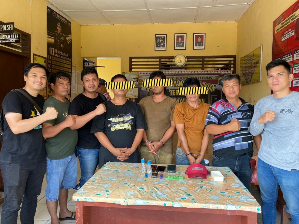 Tiga tersangka pengedar sabu-sabu diamankan personel Polsek Raya Kahean.