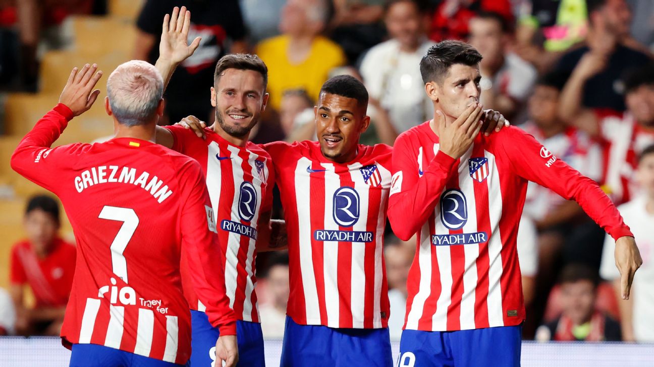 Pemain Atletico rayakan kemenangan.
