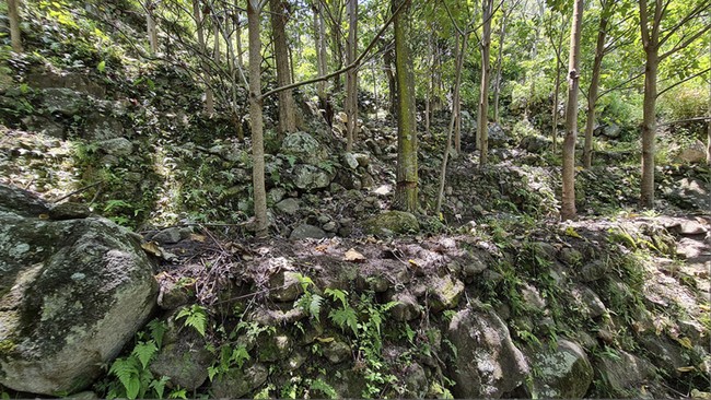 Struktur terasering di bangunan berbentuk piramida di kawasan Danau Toba, Sumatera Utara. (Foto: Dok. Danny Hilman Natawidjaja)