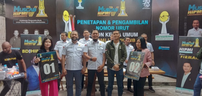 Foto: Calon ketua HIPMI Labuhanbatu saat pengambilan nomor urut.