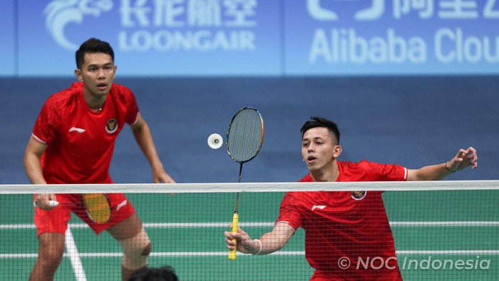 Fajar Alfian/Muhammad Rian Ardianto melaju ke perempat final bulutangkis ganda putra Asian Games 2023.