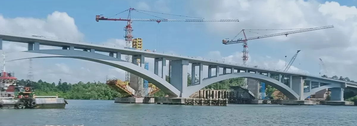 BERPENGARUH: Jembatan Pulau Balang yang direncanakan difungsikan pada Juli 2024, dan diprediksi bakal menggeser status Kecamatan Penajam sebagai kota transito dan pelabuhan