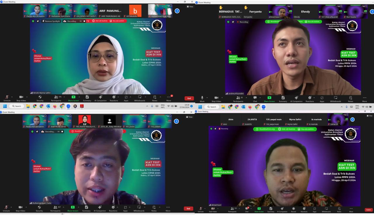 BERI GUIDANCE: Myrna Safitri (kiri atas) memimpin webinar Kiat Test ASN di IKN akhir pekan lalu.
