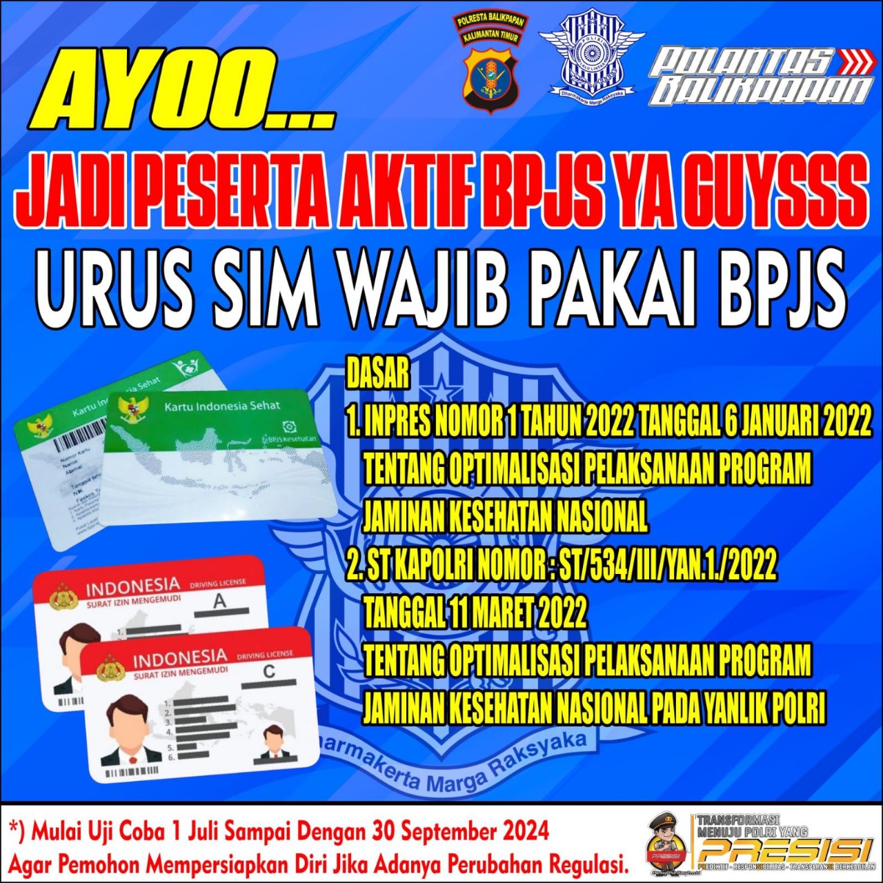 BUAT: Tangkapan layar informasi di media sosial pembuatan SIM pada Juli nanti, menggunakan kartu BPJS. (ist)