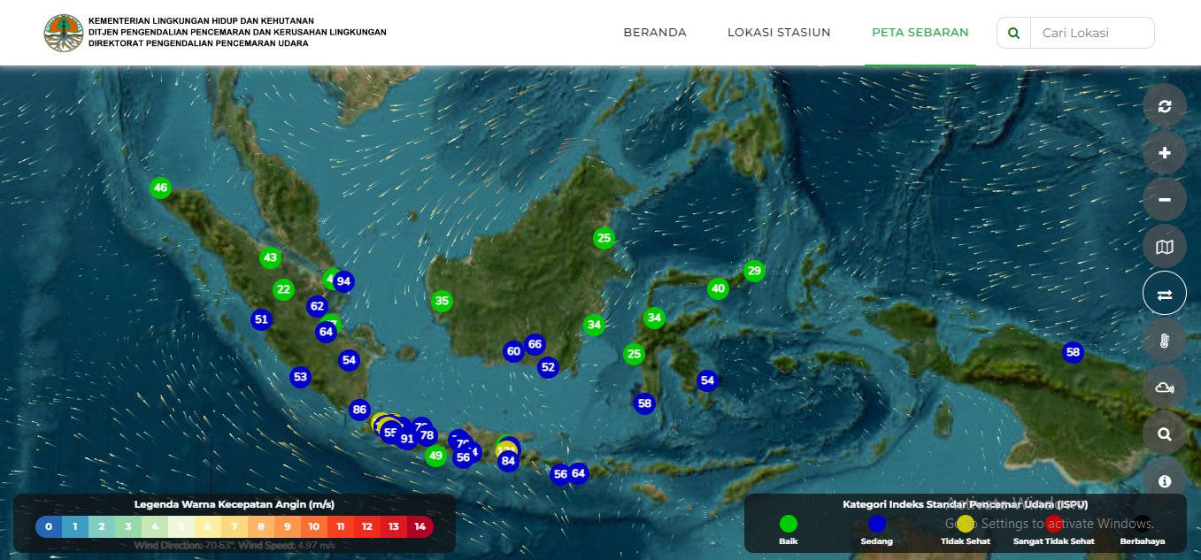 BULUNGAN TERBERSIH : Nilai&nbsp;Indeks Standar Pencemar Udara (ISPU) Kementerian Lingkungan Hidup dan Kehutanan (KLHK) yang dipantau Jumat (21/6) pukul 19.00 Wita.&nbsp;&nbsp;