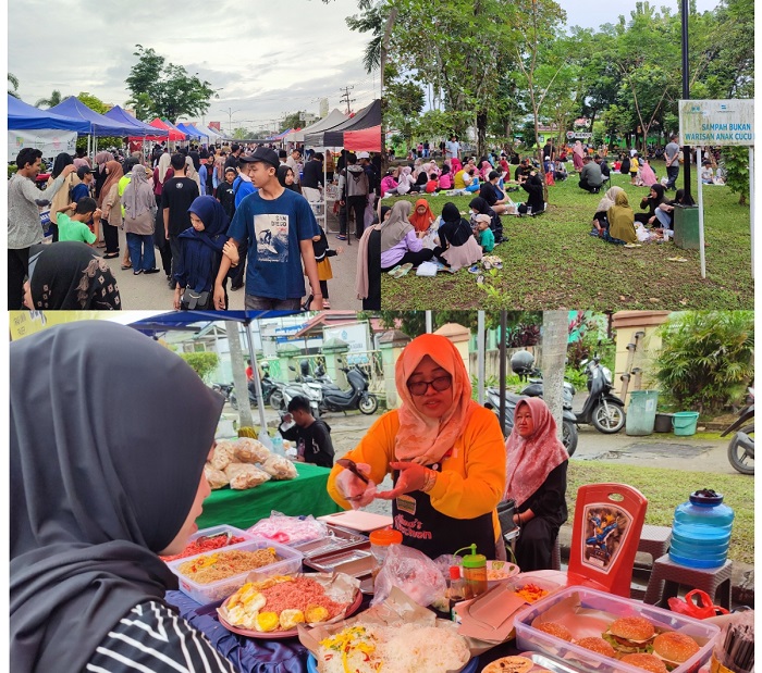 TEMPAT BERKUMPUL: Ratusan warga memadati Car Free Day Paser di Jalan Jenderal Sudirman, Kecamatan Tanah Grogot, Minggu (7/7).