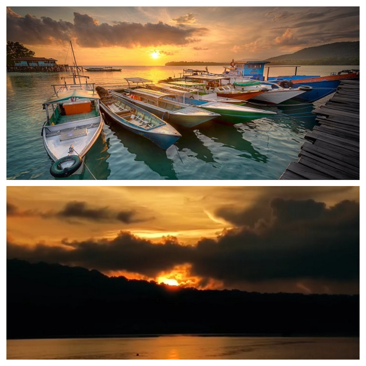Ilustrasi. Kolase tangkapan layar pemandangan sunset di Teluk Sulaiman.