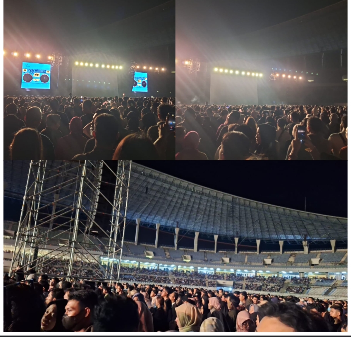 MENJELANG KONSER: Konser Sheila On 7 dimulai, para penonton bersorak ria mendengar Duta membawakan lagu pertama. (FOTO/IST)