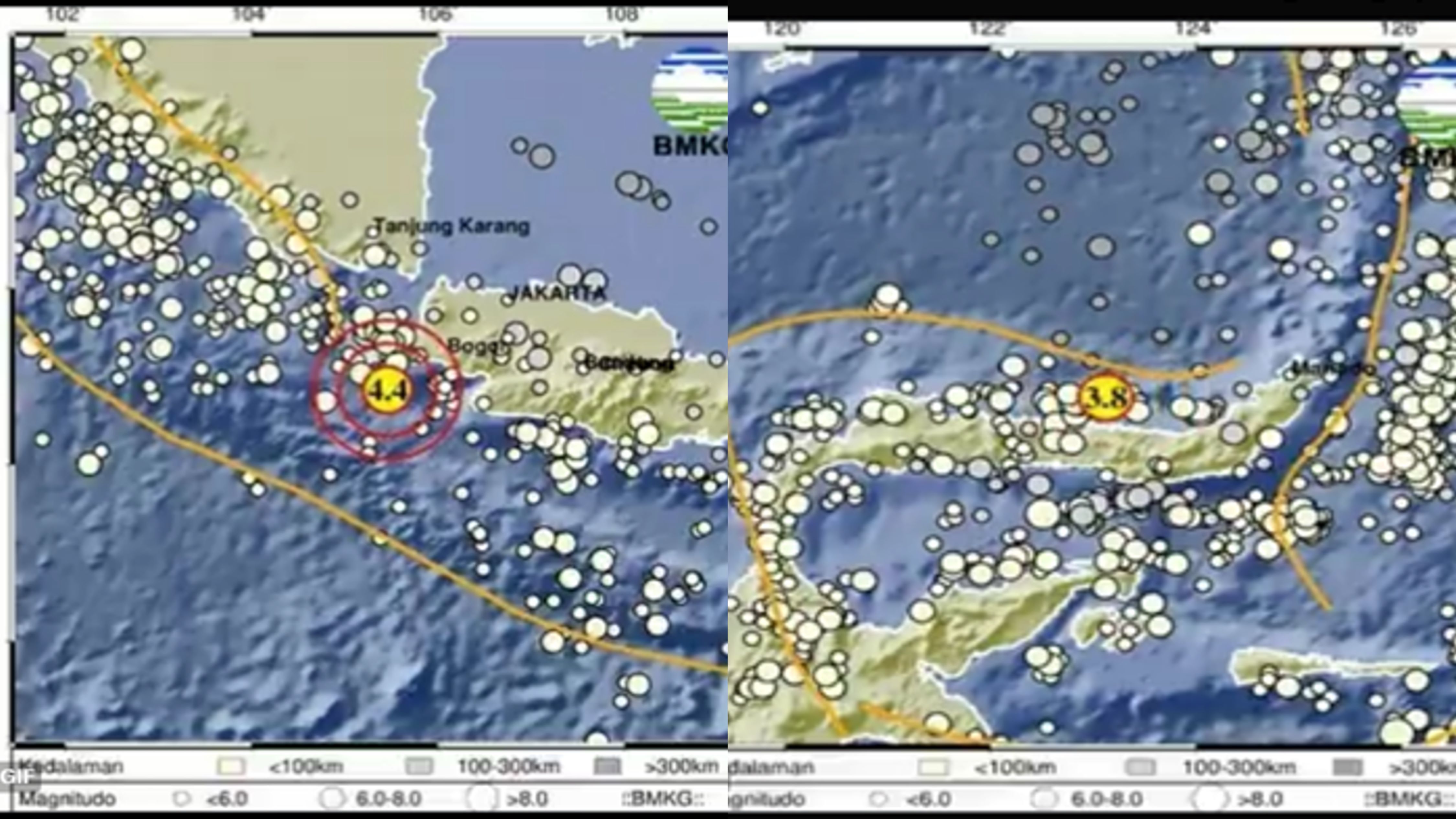 Laporan BMKG gempa hari ini terjadi di Sulawesi Utara dan Banten, Senin (5/8/2024).