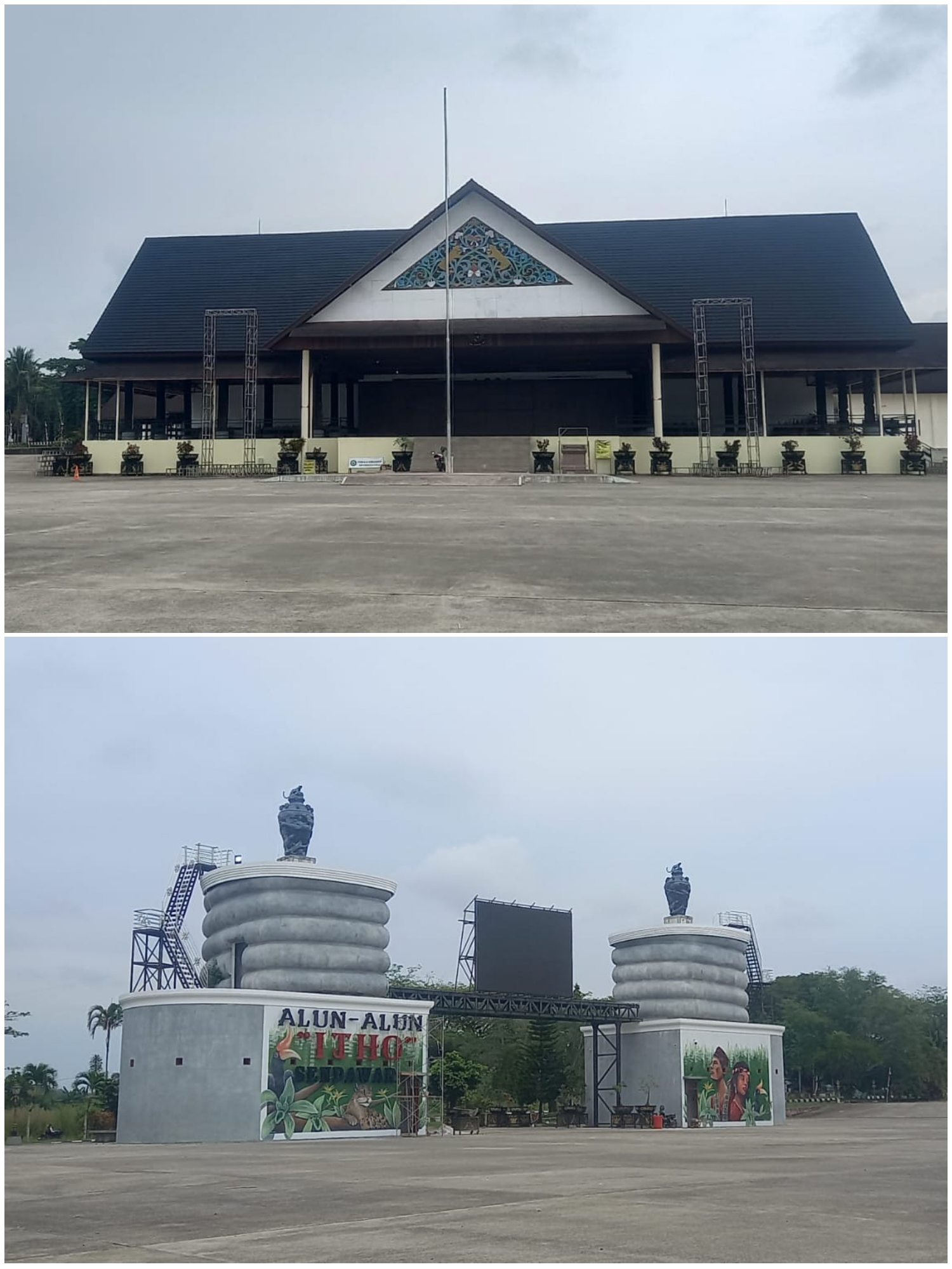 WAJAH BARU: Pemkab Kubar renovasi Alun-alun ITHO dengan tambahan mural makin keren. (FOTO: SUNARDI/KP)