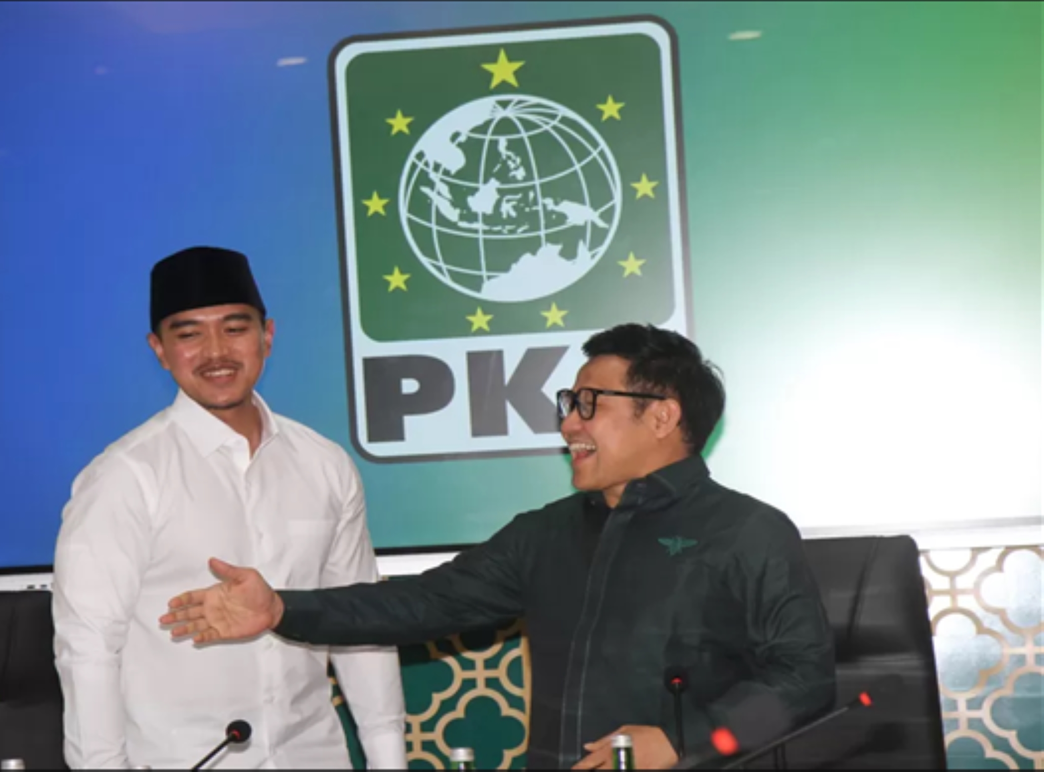 Katum PSI dan Ketum PKB saat konferensi pers usai kunjungan kerja sama pada Pilkada 2024, Selasa (6/8).