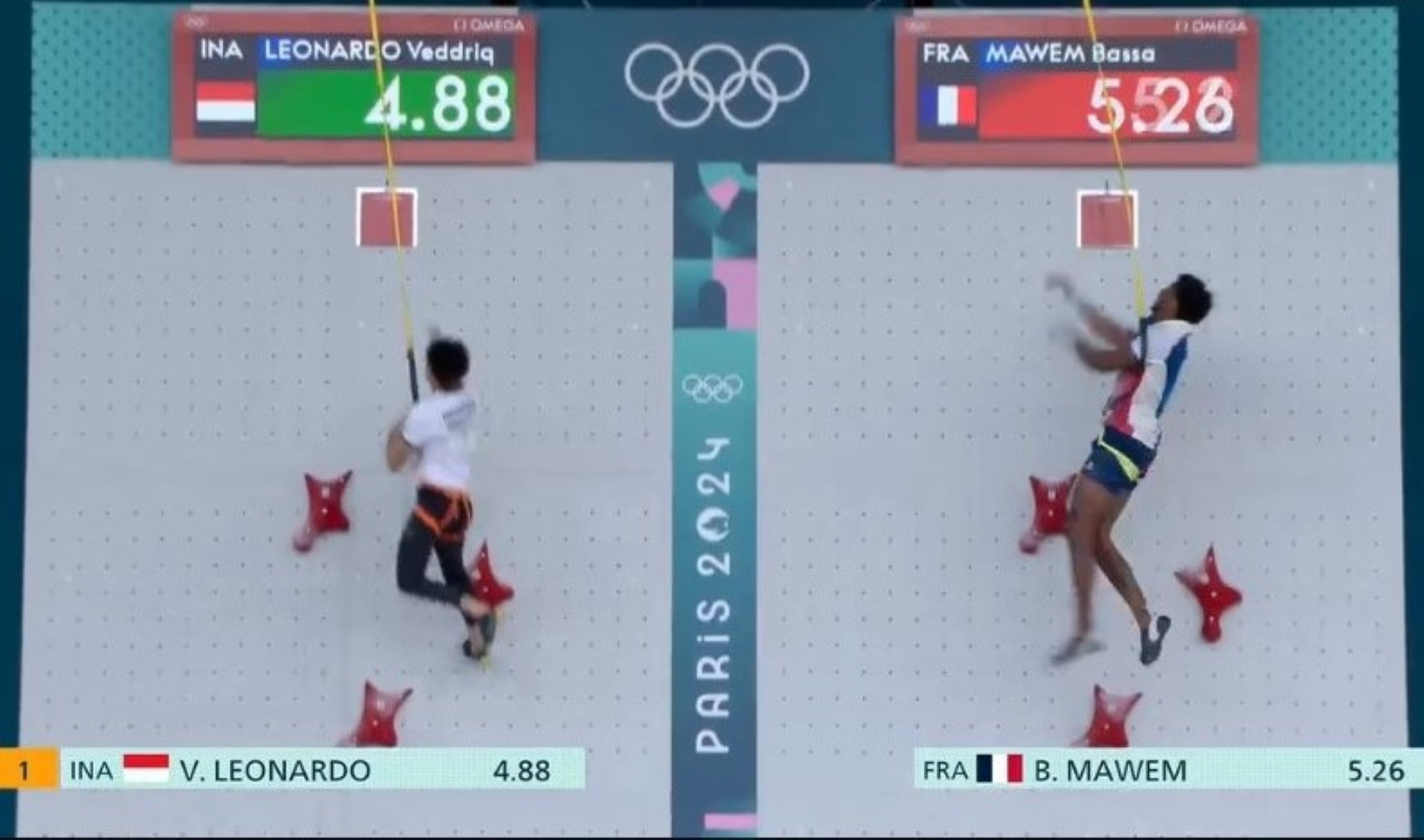 Vreddiq Leonardo, atlet panjat tebing Indonesia berhasil melaju ke semifinal Olimpiade Paris 2024 setelah Kamis (8/8/2024).