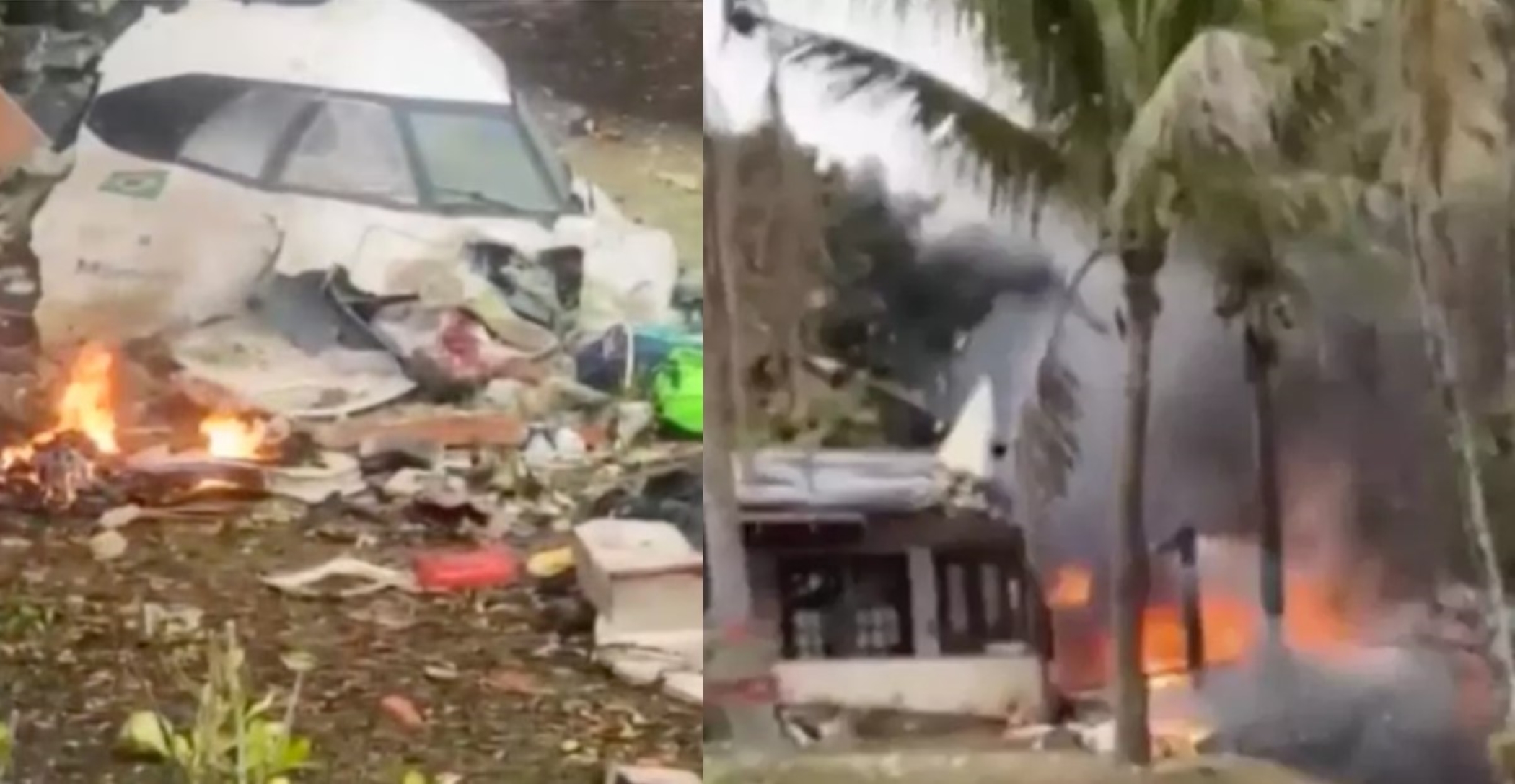 Pesawat domestik jatuh dan terbakar di halaman sebuah rumah di Brasil, Jumat, 10 Agustus 2024.