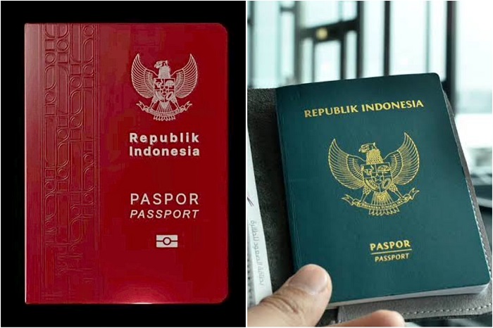 Desain baru paspor Republik Indonesia (kiri) yang diluncurkan Kemenkumham melalui Direktorat Jenderal Imigrasi, Sabtu (17/8/2024).