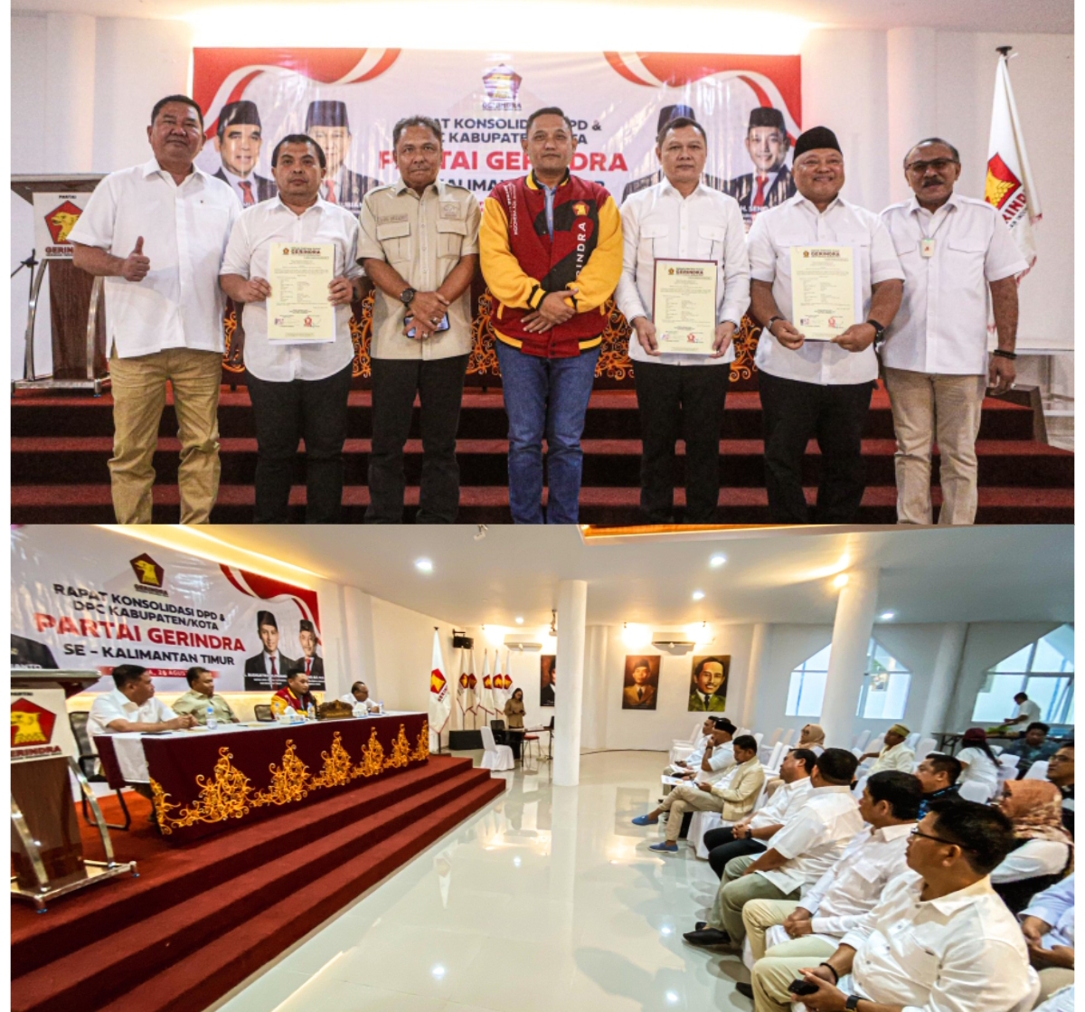 MANDAT: DPD Gerindra Kaltim menyerahkan dukungan untuk enam bakal pasangan calon di pilkada kabupaten/kota se-Kaltim. (FOTO: RAMA)