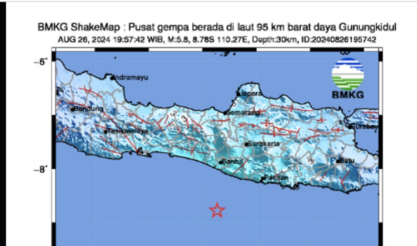 Laporan gempa oleh BMKG.