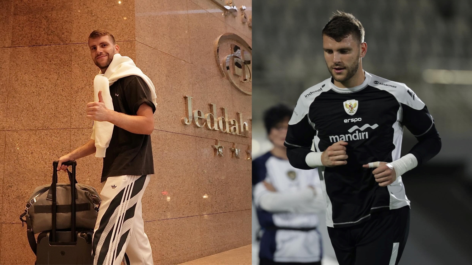 RESMI: Maarten Paes tiba di Jeddah, Senin (2/9). Tanpa jetlag, ia langsung bergabung dalam latihan perdana Timnas Indonesia di Arab Saudi.