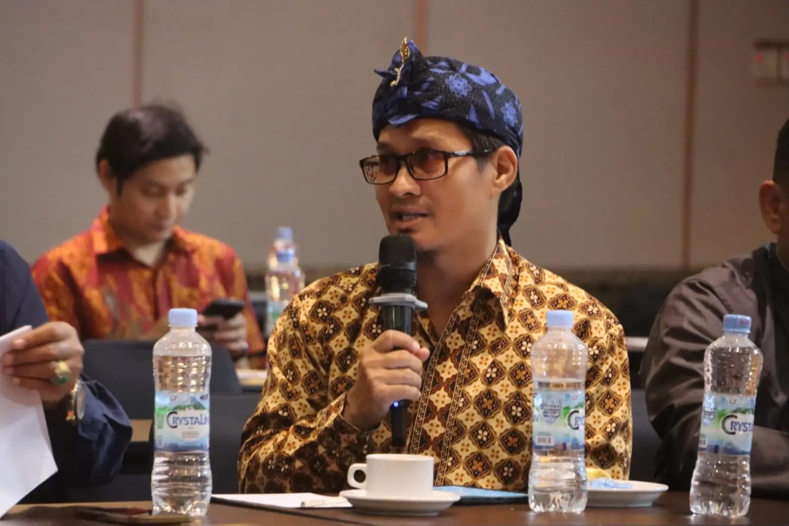 WUJUD PERSATUAN: Asep Muhammad Junaedi menyampaikan paguyuban masyarakat mendukung MTQ Nasional 2024 di Kaltim.