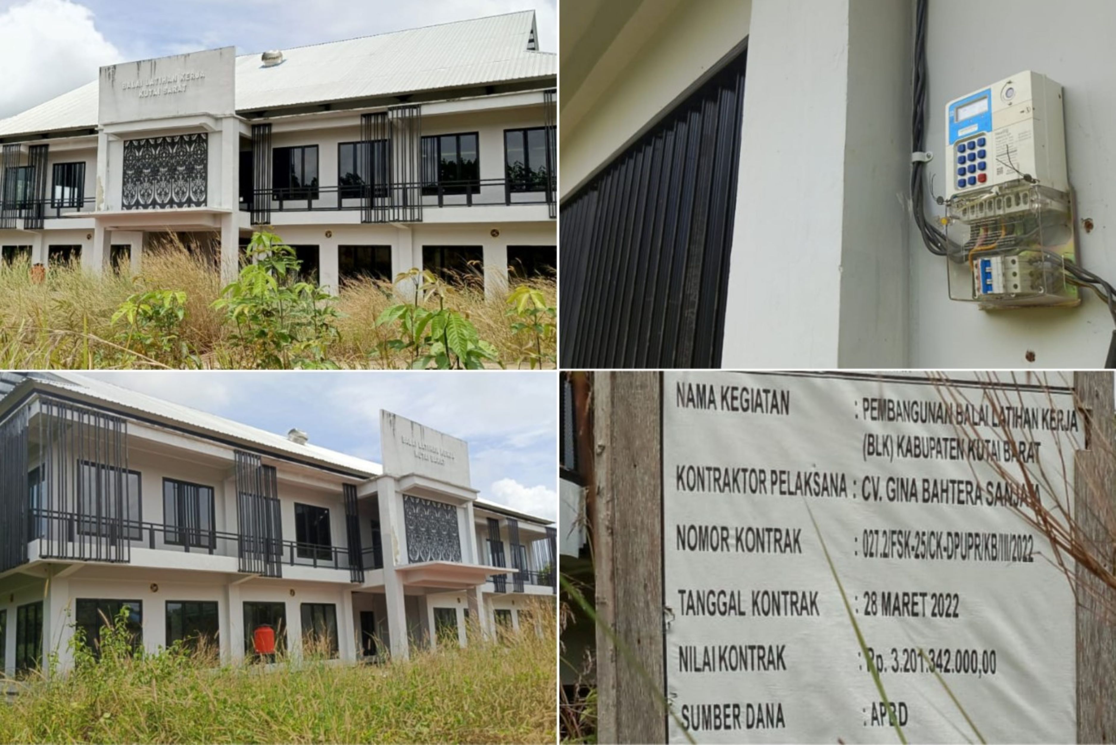 TERBENGKALAI: Bangunan megah BLK tidak terurus. Halaman ditumbuhi rumput liar melebihi tinggi orang dewasa. Padahal sudah difasilitasi listrik.