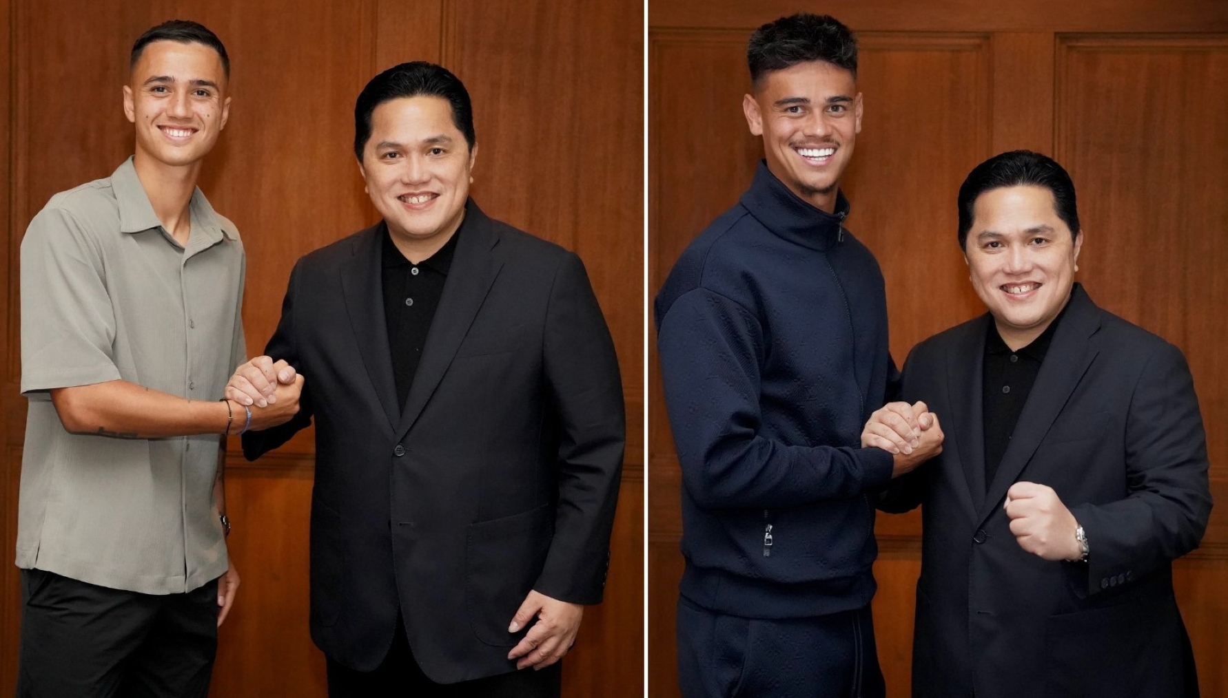 Ketum PSSI Erick Thohir memperkenalkan 2 calon pemain naturalisasi baru timnas Indonesia, Jumat (6/9/2024). Salah satunya adik Tijjani Reijnders, pemain AC Milan.