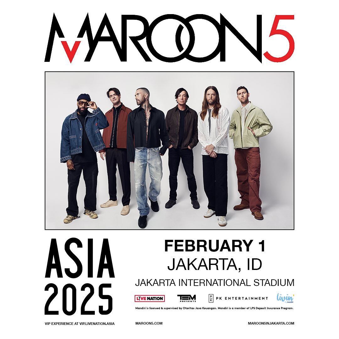 KONSER: Maroon 5 akan hadir konser di Jakarta International Stadium pada awal tahun depan.