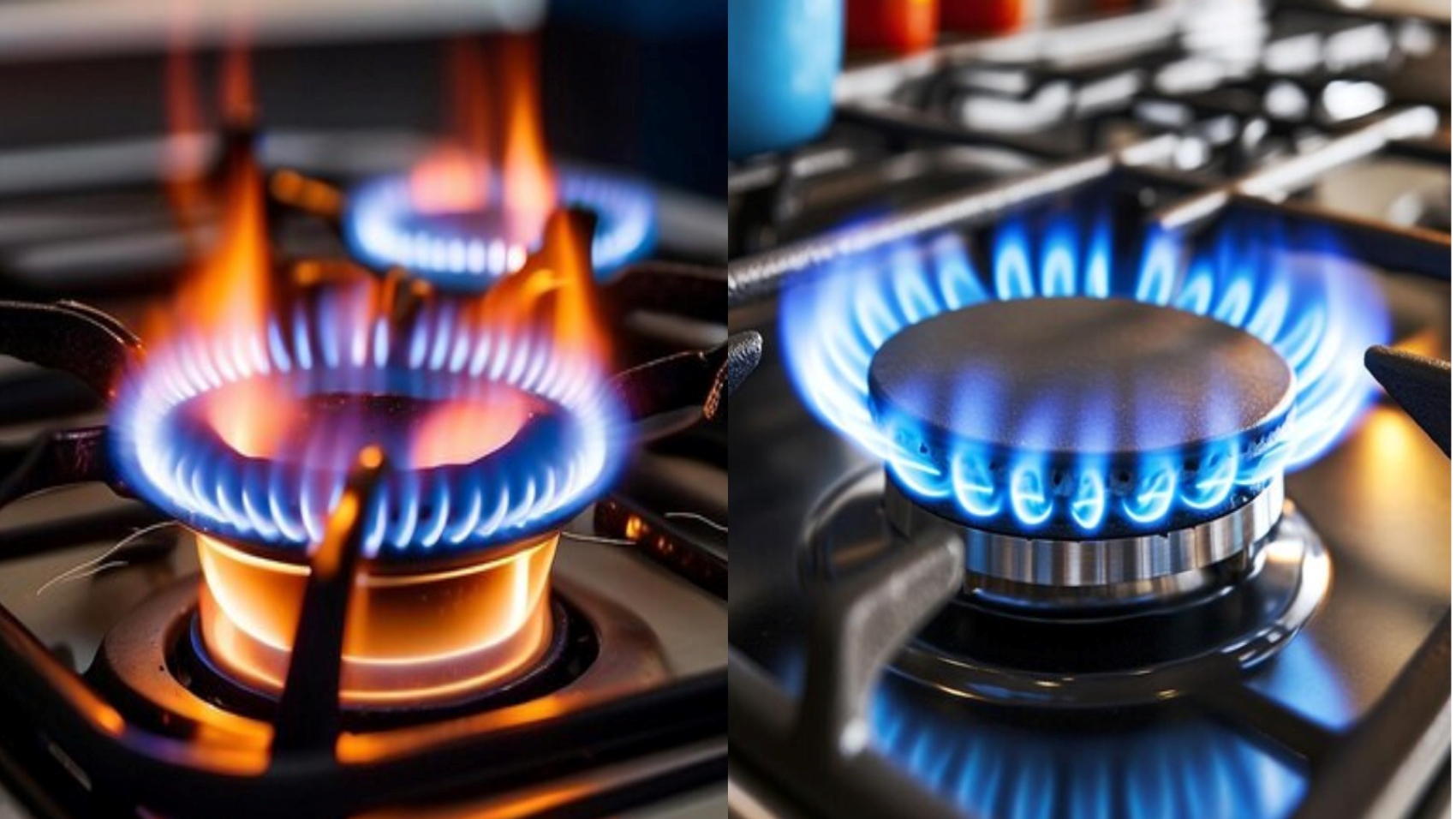 PANAS: Api kompor merah meninggalkan gosong pada wajan dan panci, sedangkan api biru memberikan pembakaran sempurna.