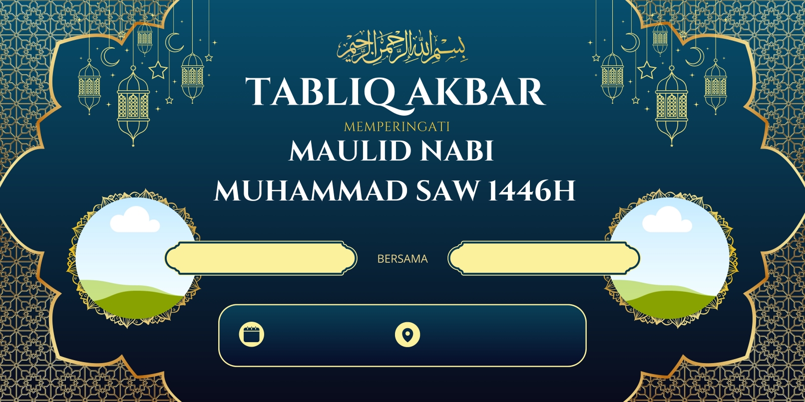 PERAYAAN: Contoh spanduk Maulid Nabi Muhammad SAW 1446 H untuk kegiatan tabliq akbar. Perayaan Maulid Nabi akan jatuh pada Senin, 16 September 2024.