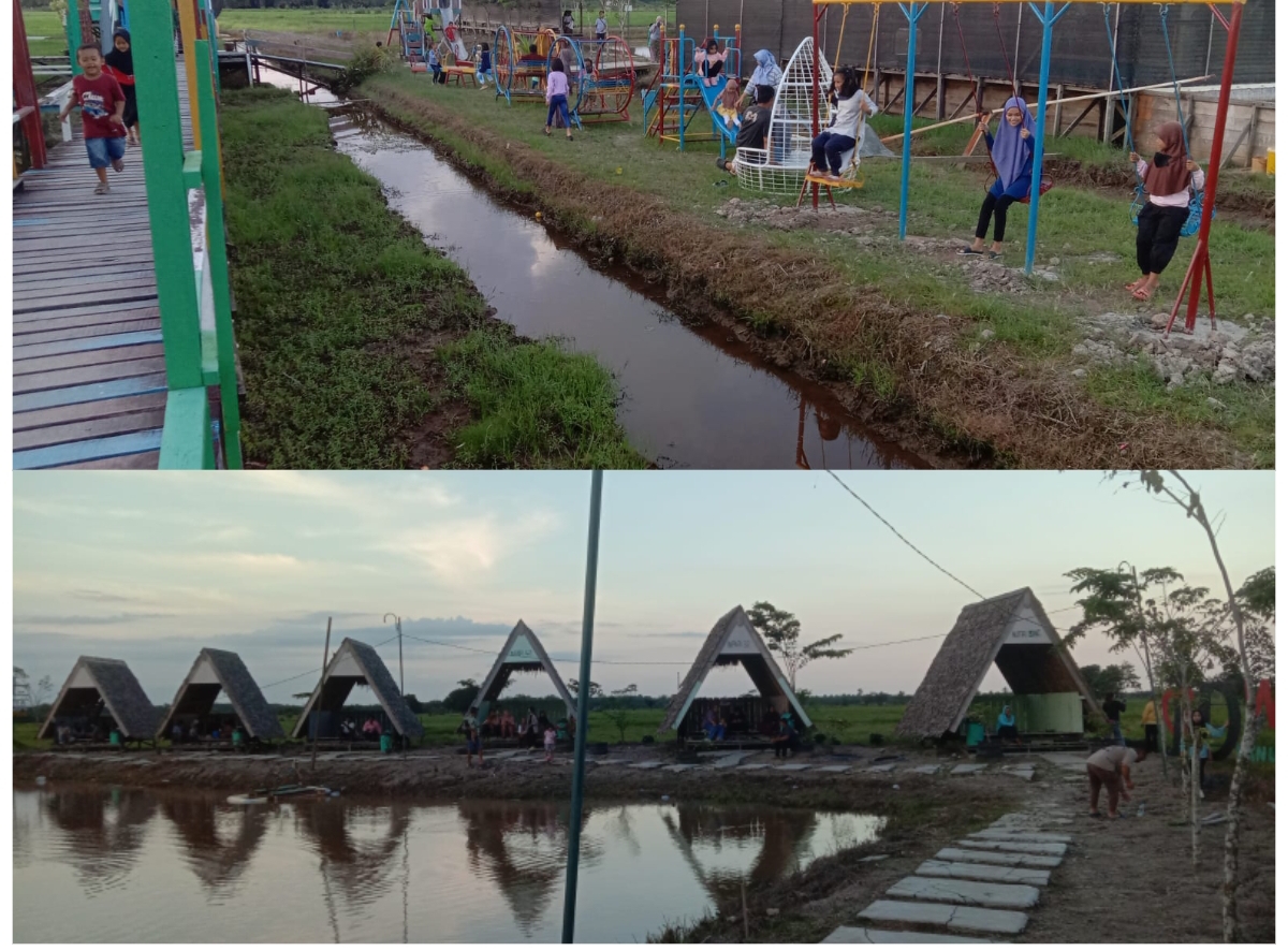 WISATA: Dilengkapi enam gazebo lesehan dan tempat bermain anak-anak membuat objek wisata sawah di Desa Gunung Mulia, Babulu, PPU ini kian menarik. FOTO: ARI/KP)