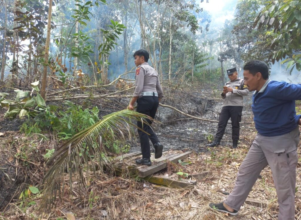 KARHUTLA: Kondisi lahan dibakar merembet kemudian dipadamkan tim gabungan di kawasan Bendali V, RT 44 Sepinggan. (Ist)