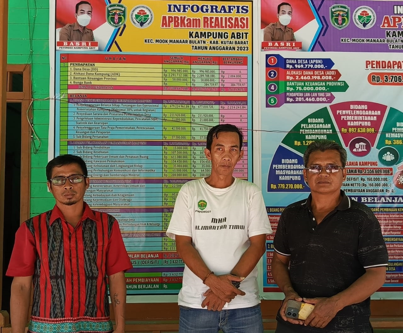 BERHARAP: Petinggi Kampung Abit, Basri (tengah), berharap jaringan PLN segera dibangun hingga menjangkau kampungnya.