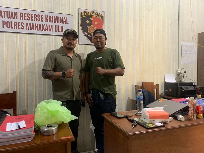 Stanislaus Nyopaq saat gelar perkara di Mako Polres Mahulu, Sabtu (21/9).