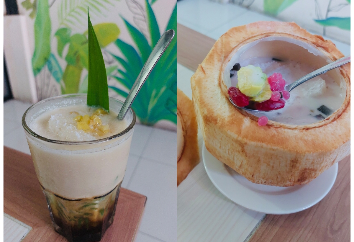 PELEGA DAHAGA: Es cendol kawung dan es cuplis, dua minuman andalan di Fusia Resto Samarinda. (FOTO: NASYA)