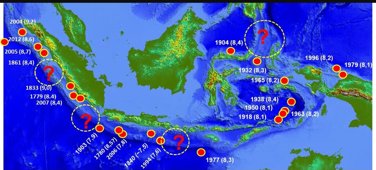 BERPOTENSI: Peta potensi gempa Megathrust di Indonesia. (INFOGRAFIS BMKG)
