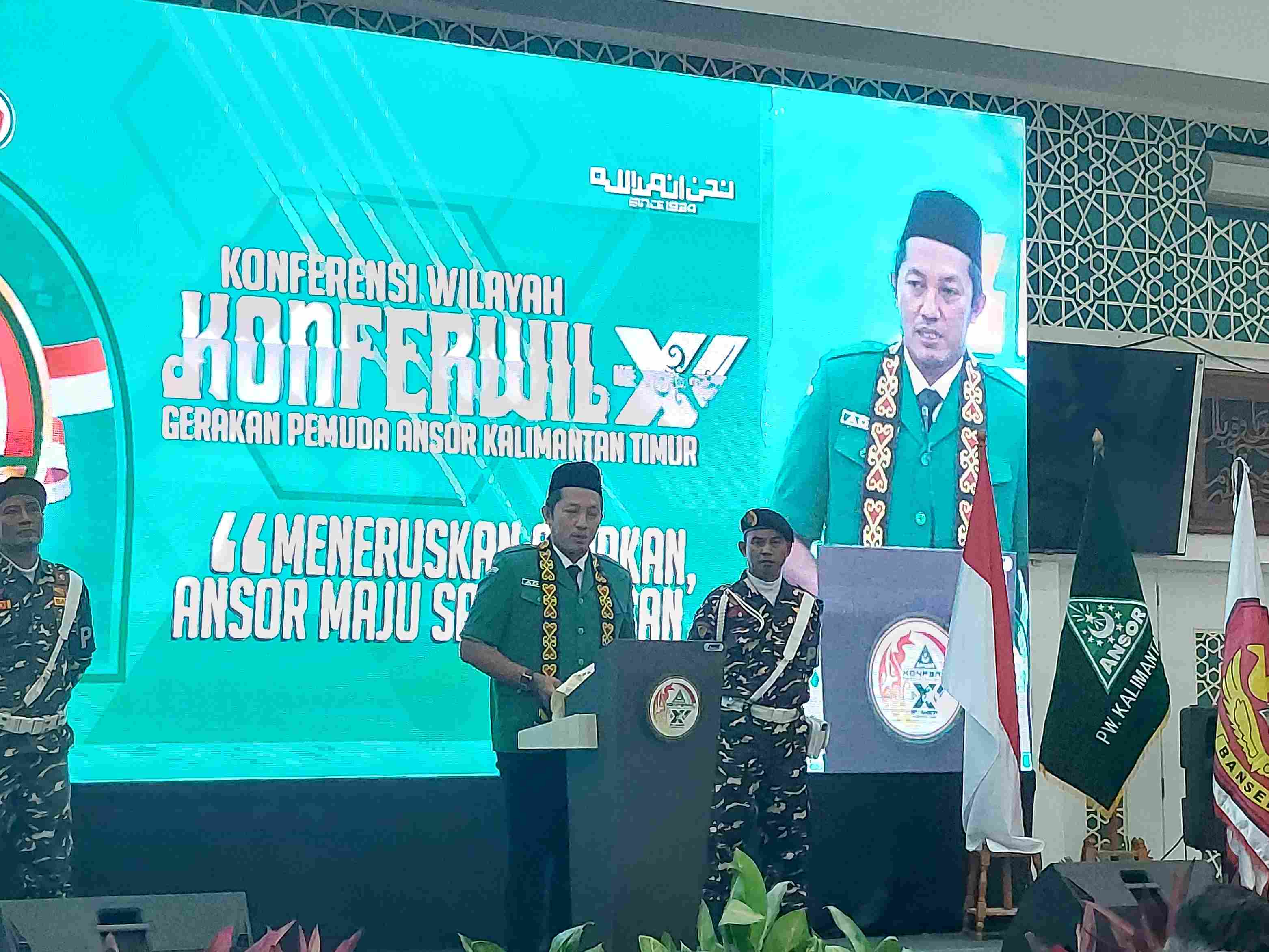 RODA ORGANISASI: &nbsp;Siap menyongsong pemimpin baru. Konferwil XI GP Ansor Kaltim berlangsung di Asrama Haji Balikpapan. (Foto: Dina Angelina/KP)