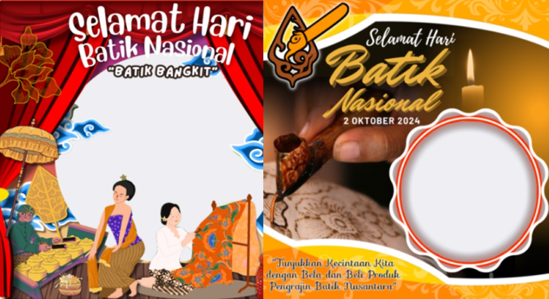 Salah satu desain cantik twibbon Hari Batik Nasional 2024.