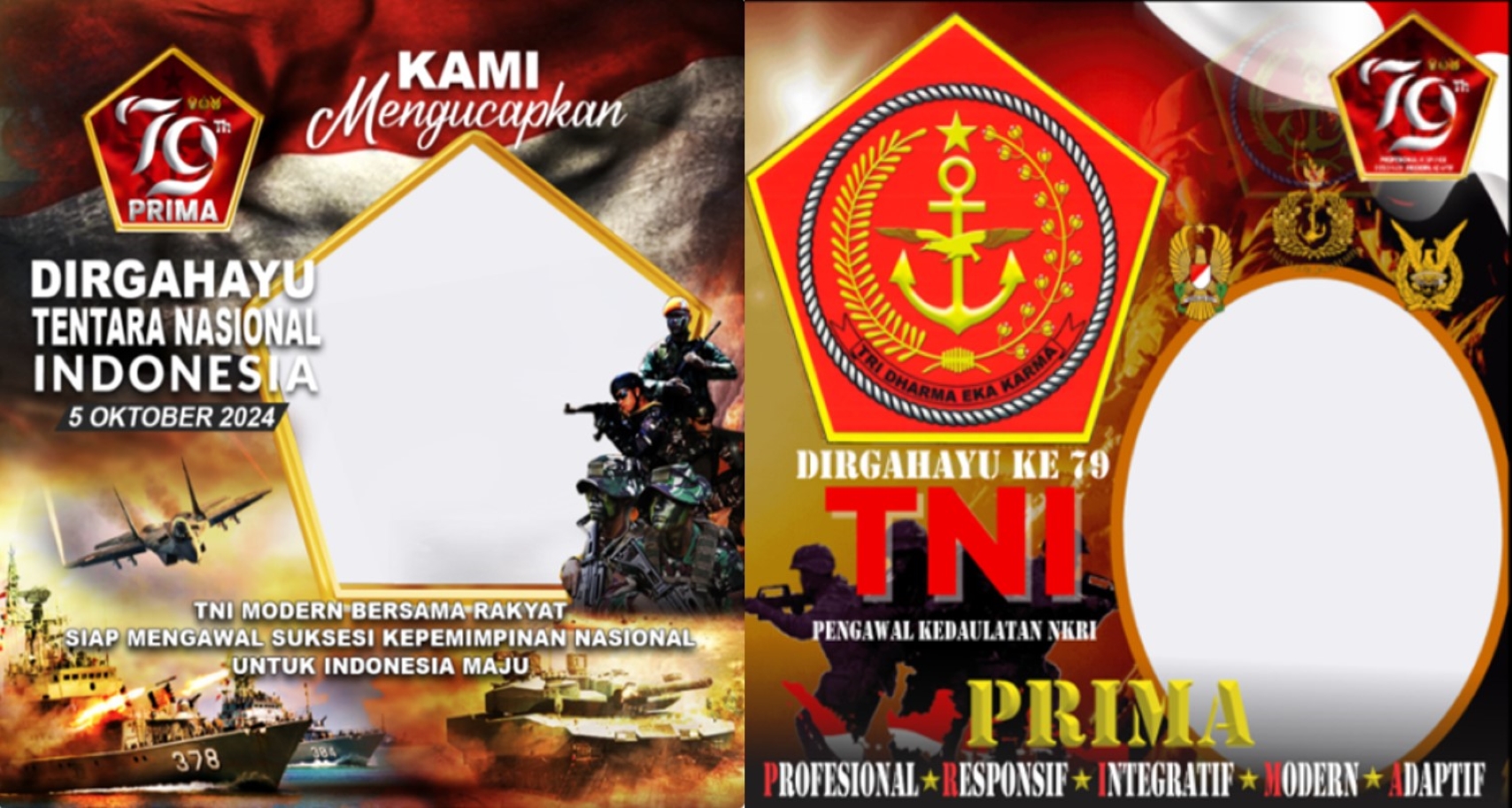 SEMARAK: Potret corak Twibbon HUT TNI Ke 79 yang sesuai dengan tema hari jadi TNI tahun ini.