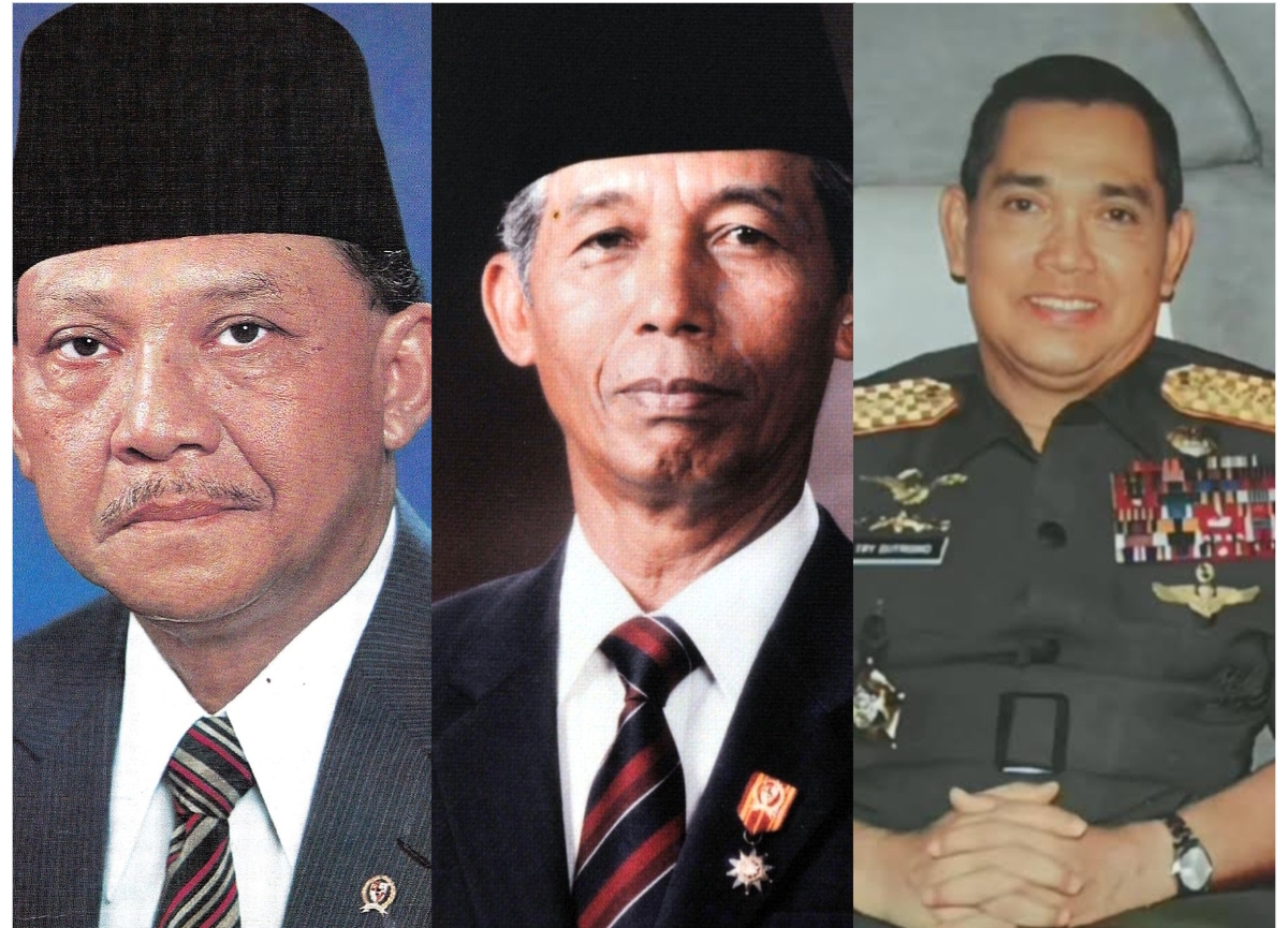 Umar Wirahadikusumah (kiri), Sudharmono (tengah) dan Try Sutrisno. (FOTO: IST)