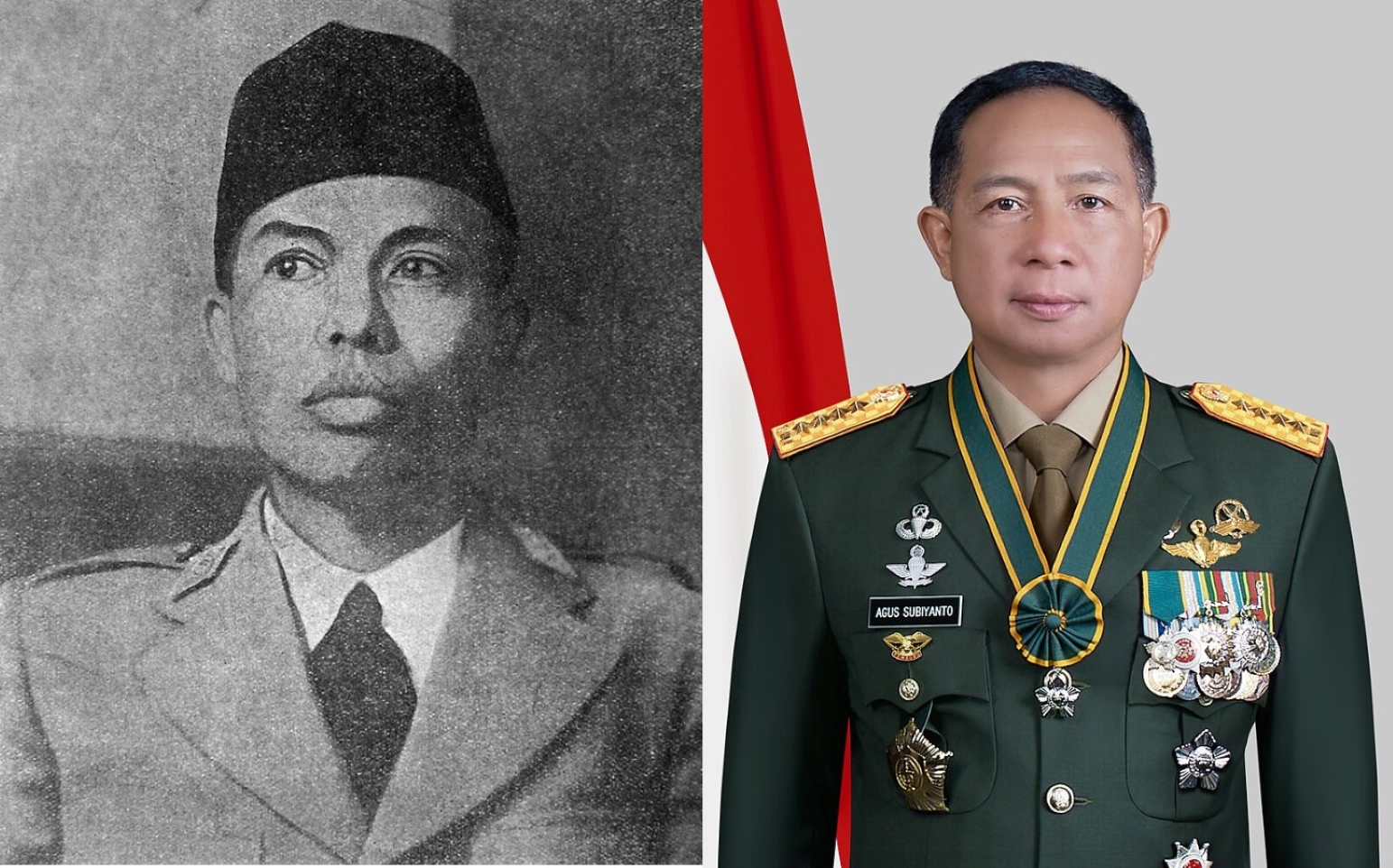 Letnan Jederal Soedirman (kiri) dan Jenderal Agus Subiyanto.