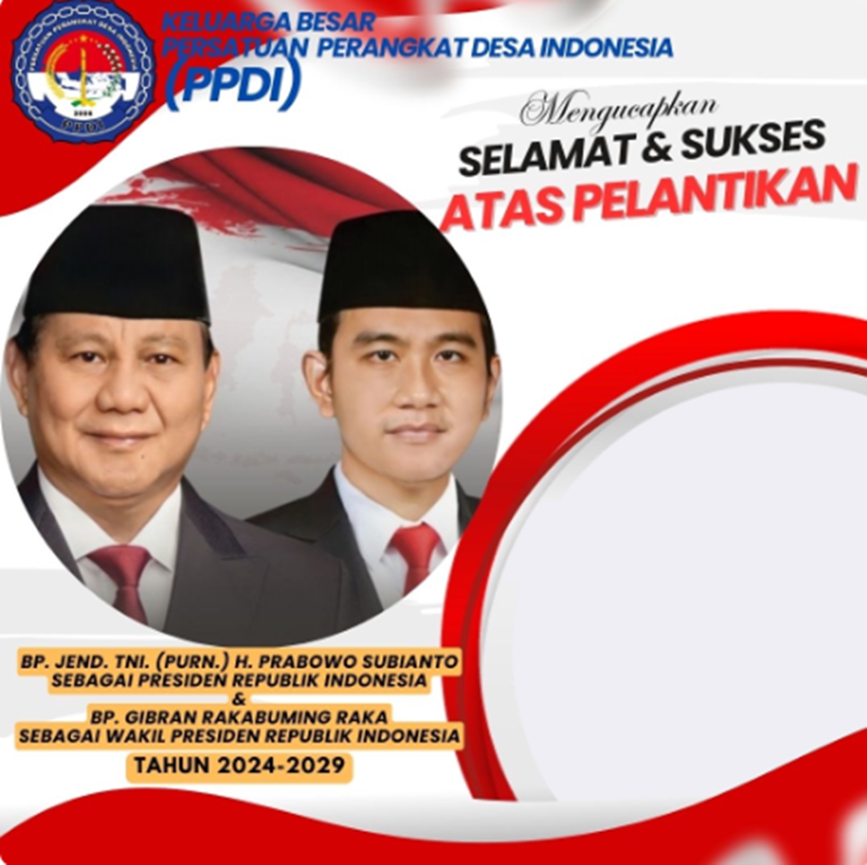 Twibbon Pelantikan Presiden 2024, Prabowo Subianto dan Gibran Rakabuming Raka.
