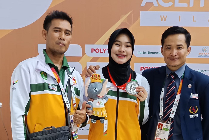 BERSYUKUR: Debut di PON Aceh-Sumut, hapkido Kaltim bersyukur mampu menyumbangkan medali perak bagi Kaltim.