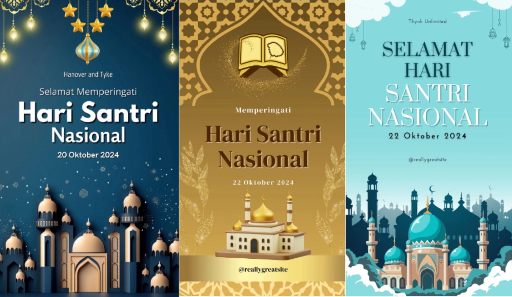 Tangkapan layar desain poster Hari Santri Nasional 2024 yang bakal membuat unggahan Instagram panen like.