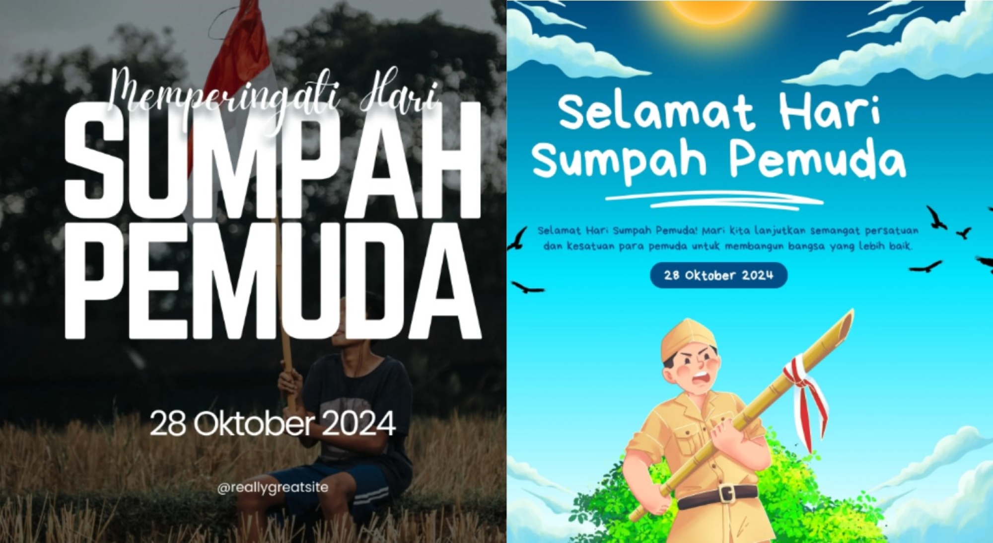 Poster Sumpah Pemuda 2024 untuk momen formal hingga santai.