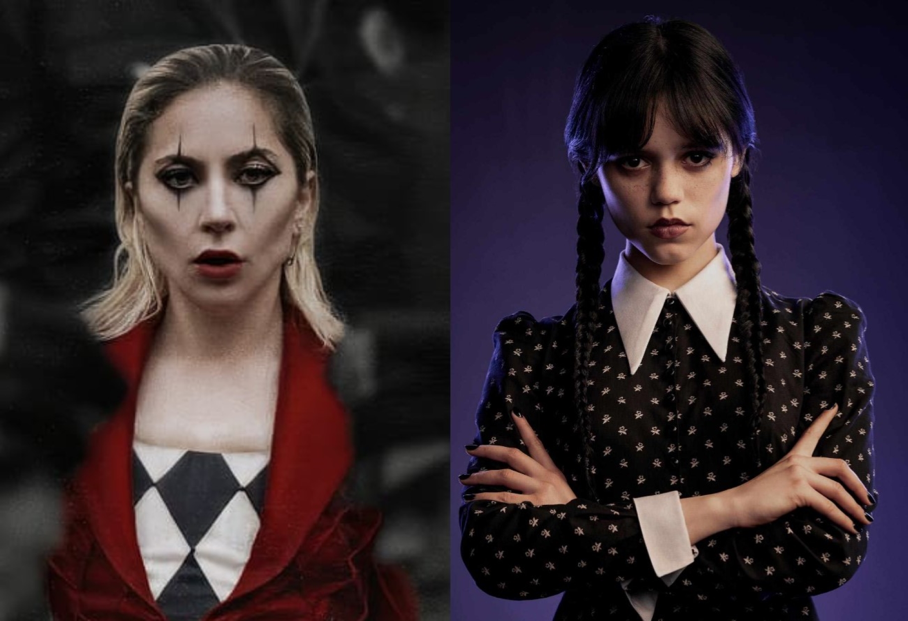 Karakter Harley Quinn (Kiri) dan Wednesday Adams
