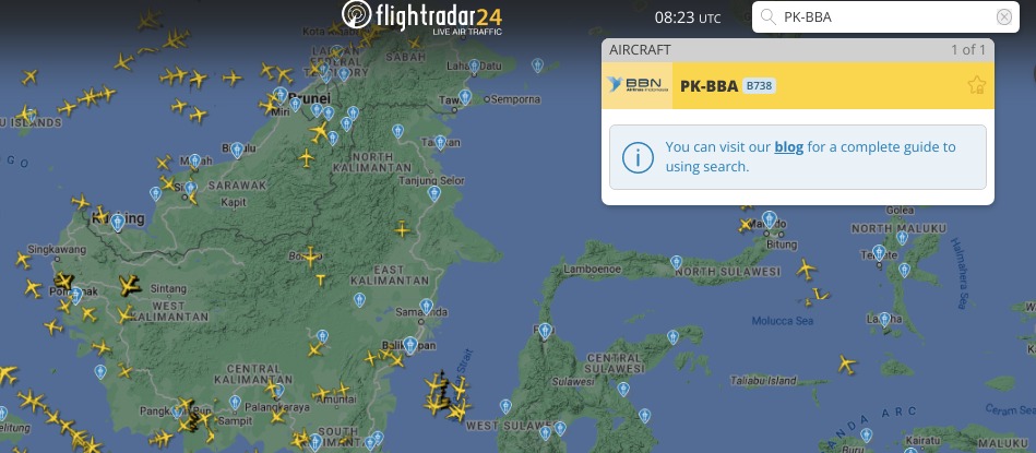 Pantauan BBN Airlines Indonesia di Flightradar24 tidak menemukan penerbangan maskapai ini. (Foto: Tangkapan layar)