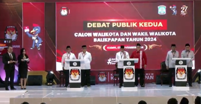 Tangkapan layar. Debat publik kedua calon Wali Kota dan Wakil Wali Kota Balikpapan 2024.