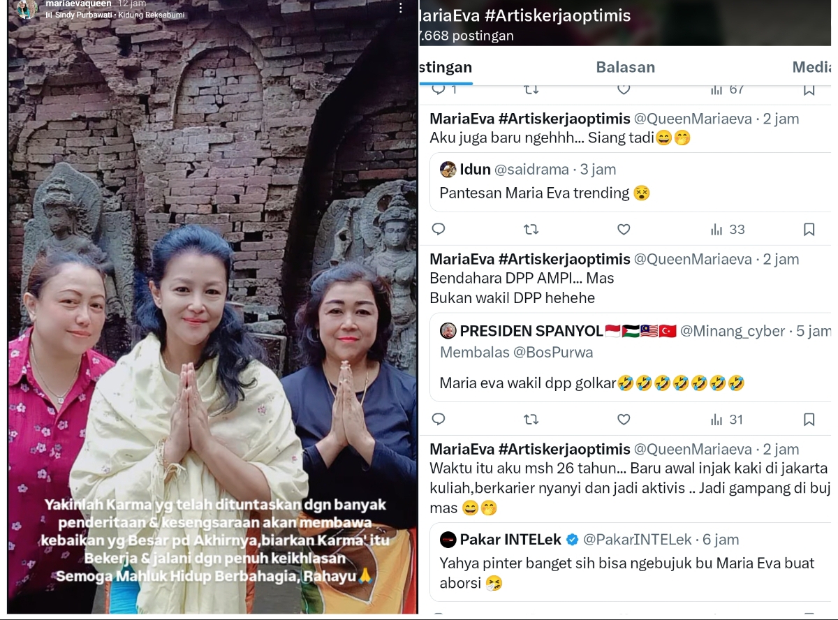 TRENDING: Unggahan Maria Eva di akun media sosial miliknya. (FOTO: TANGKAPAN LAYAR)