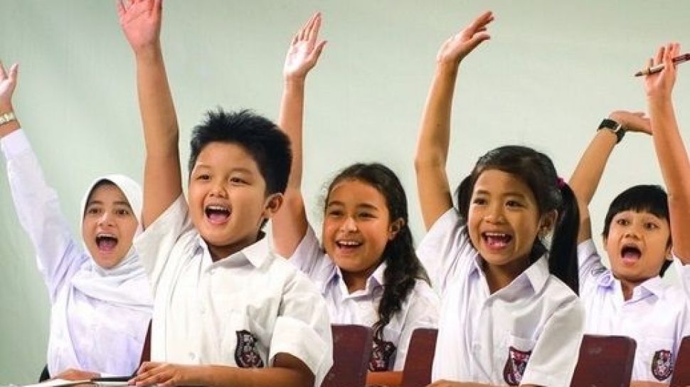 Ilustrasi anak sekolah berpartisipasi dalam cerdas cermat.